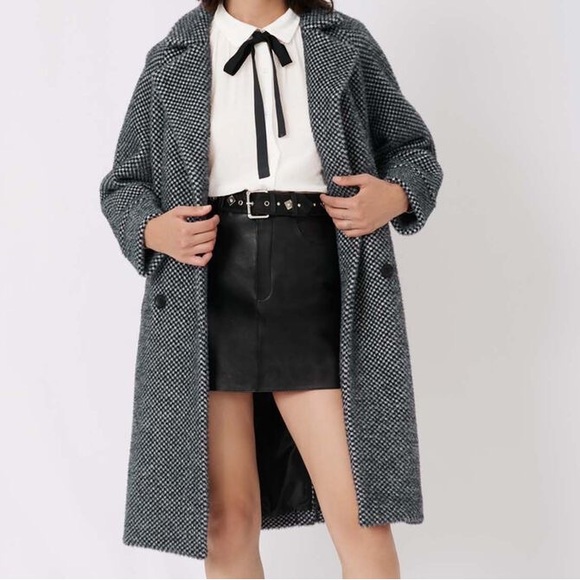 Maje NEW Gabyne Checked Tricotine Coat - Picture 4 of 4